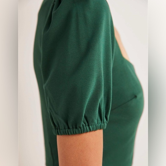 Boden Short Sleeve Green Jersey Midi Dress, US 2 - Picture 3 of 5